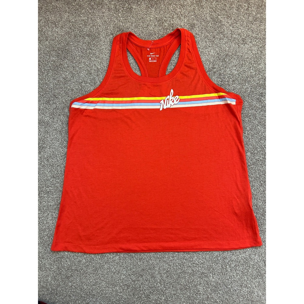 Nike Tank Top Womens XL Red Excellent Retro Stripe Racerback AR3066-657